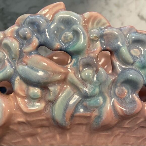 Vintage Royal Haeger Pottery Mauve Agate Flower Fan Vase - Picture 2 of 7